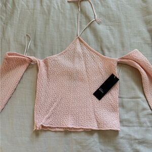 Elegant Pink Knit Crop Top